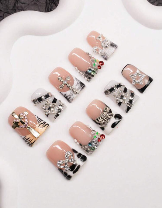 Blinged Cow Girl 10Pcs Acrylic Handmade Set