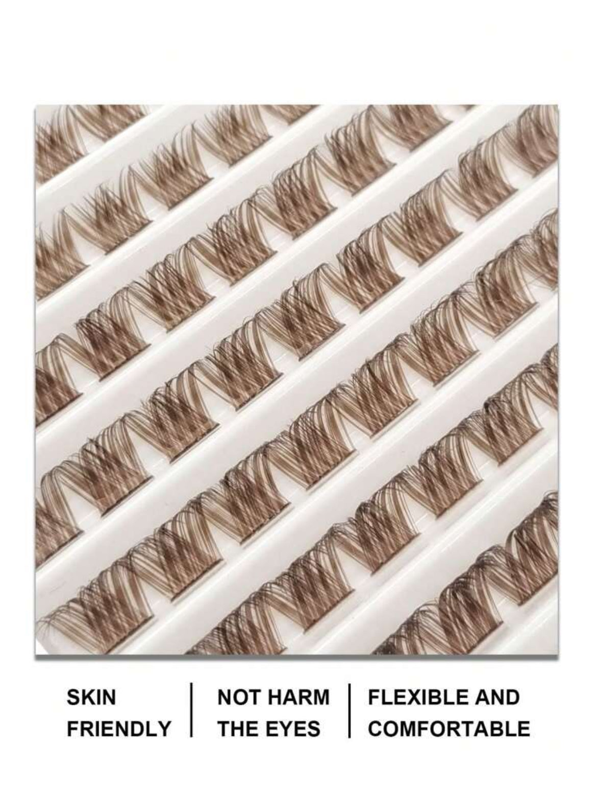 100 PCS D Curl Brown Cluster Eyelashes Natural