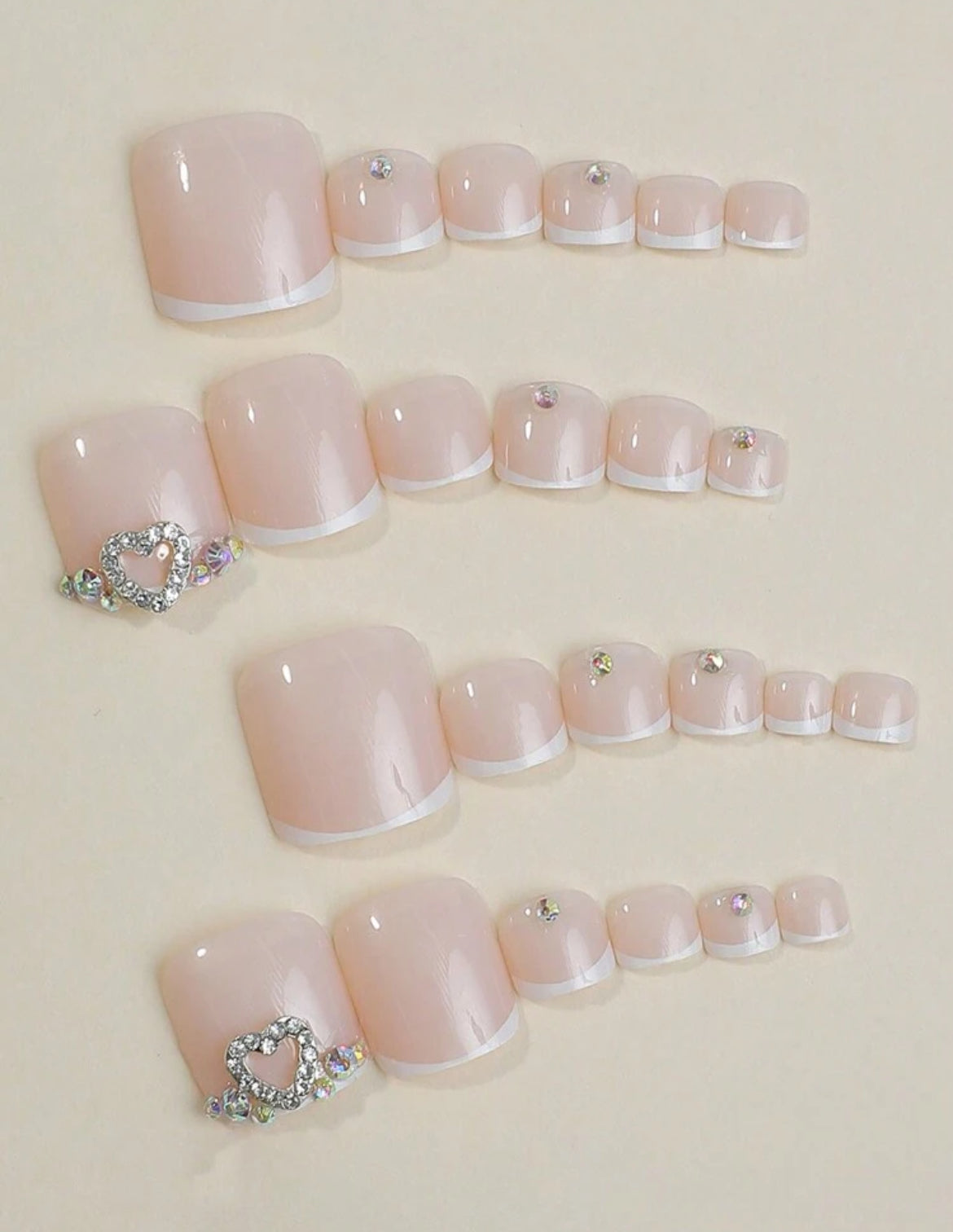 24PCS Glossy Short Square
Press On Toenails White French
Tip