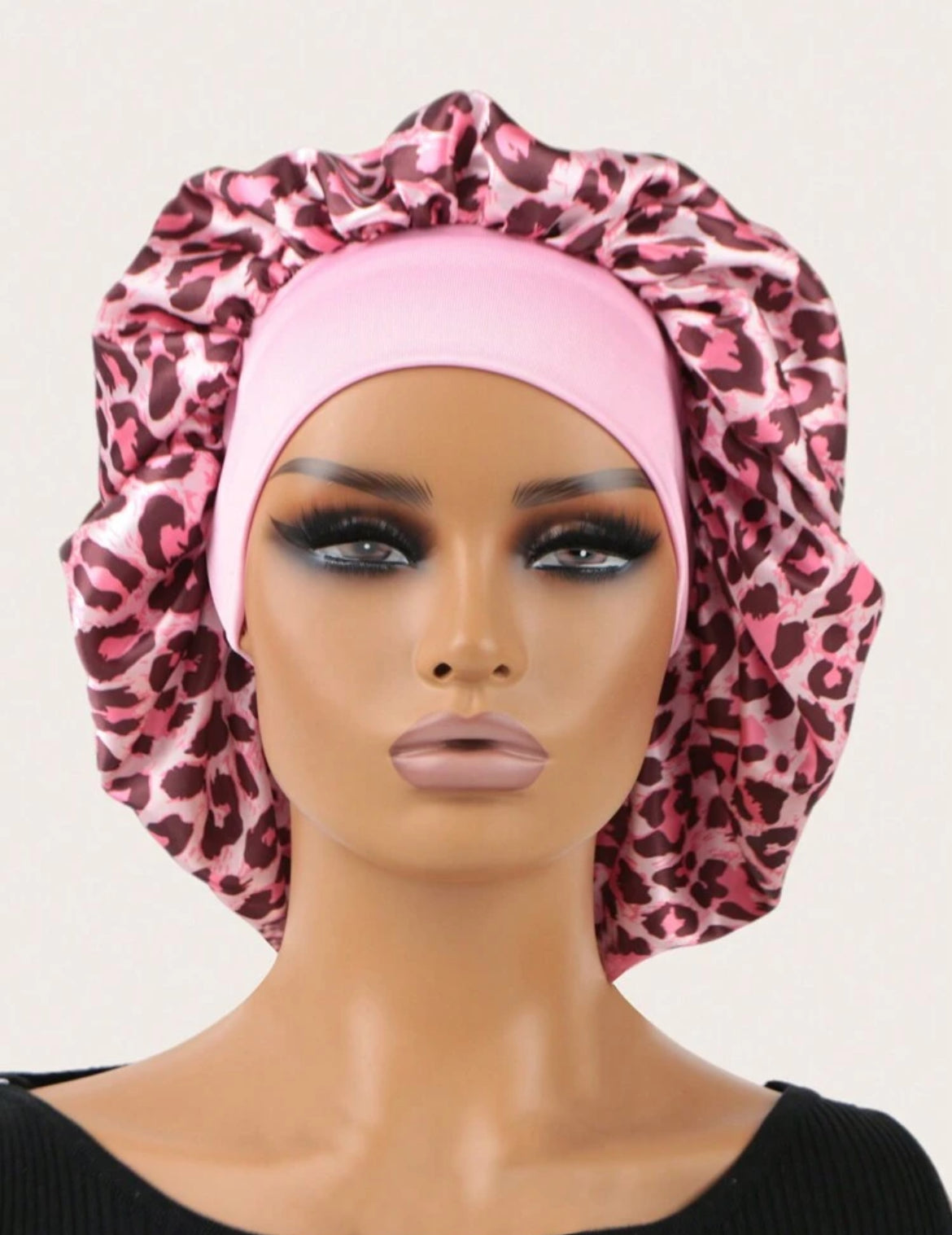 Top Notched Leopard Print Hair Bonnet Silk Bonnet Satin Bonnet