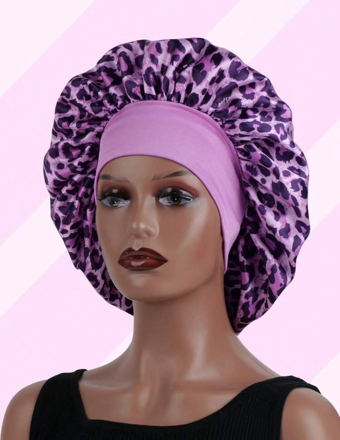 Top Notched Leopard Print Hair Bonnet Silk Bonnet Satin Bonnet