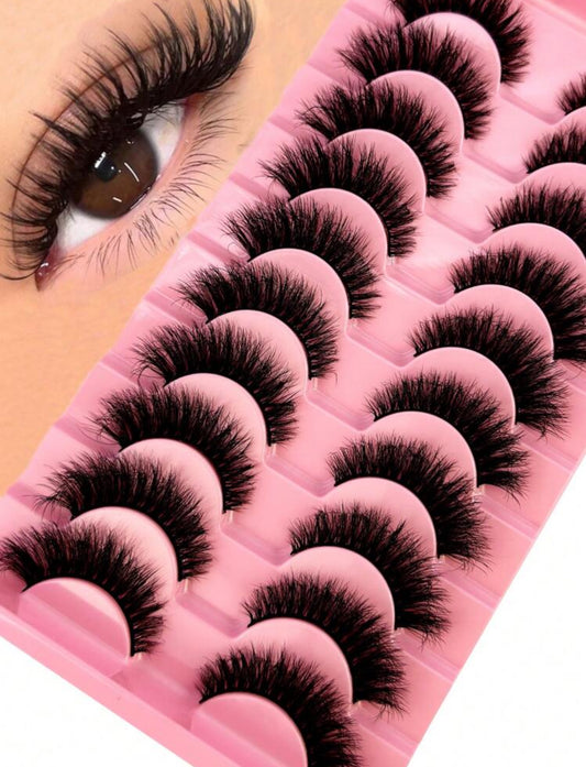 New 10 pairs natural long 3D mink false eyelashes fake Mink lashes