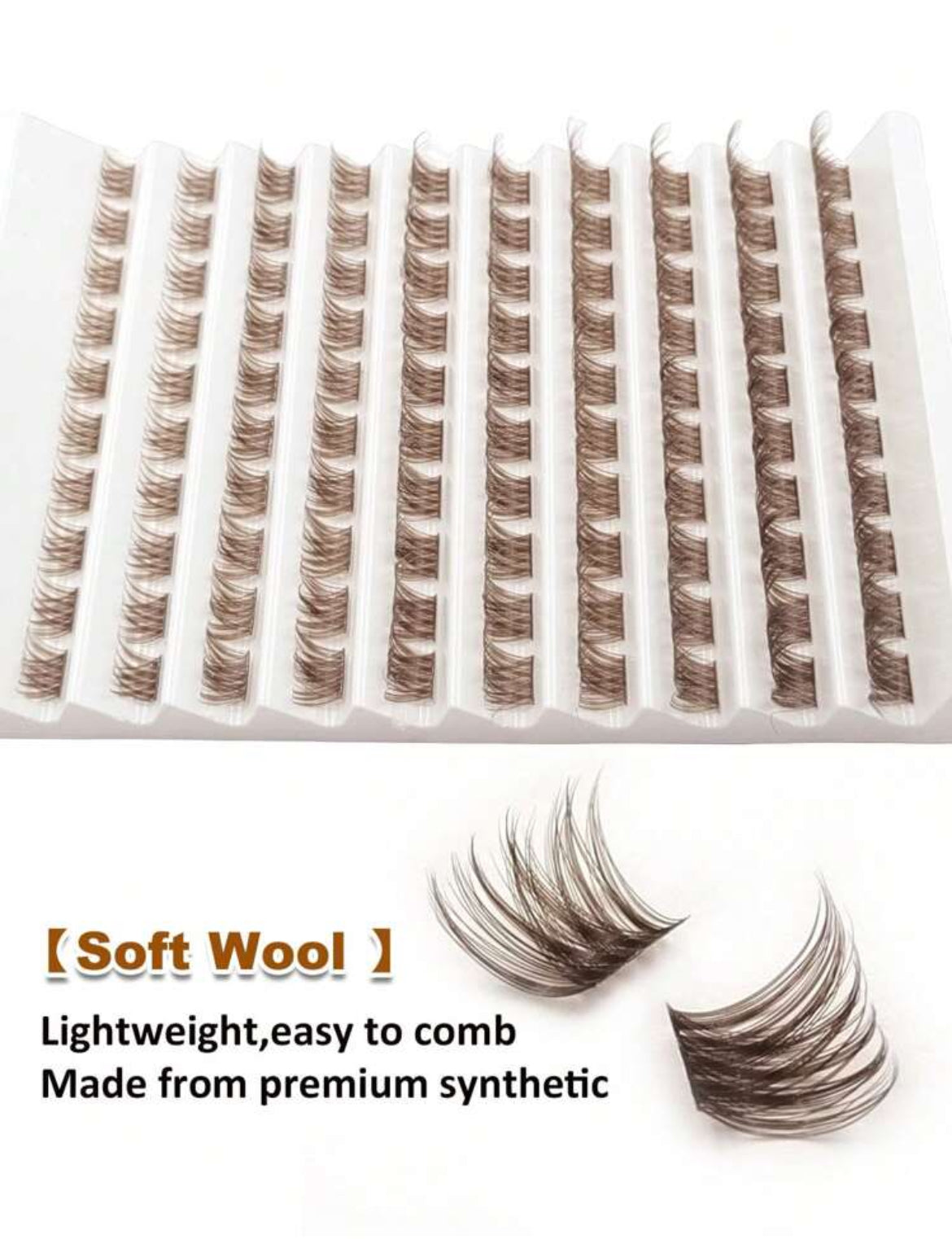 100 PCS D Curl Brown Cluster Eyelashes Natural