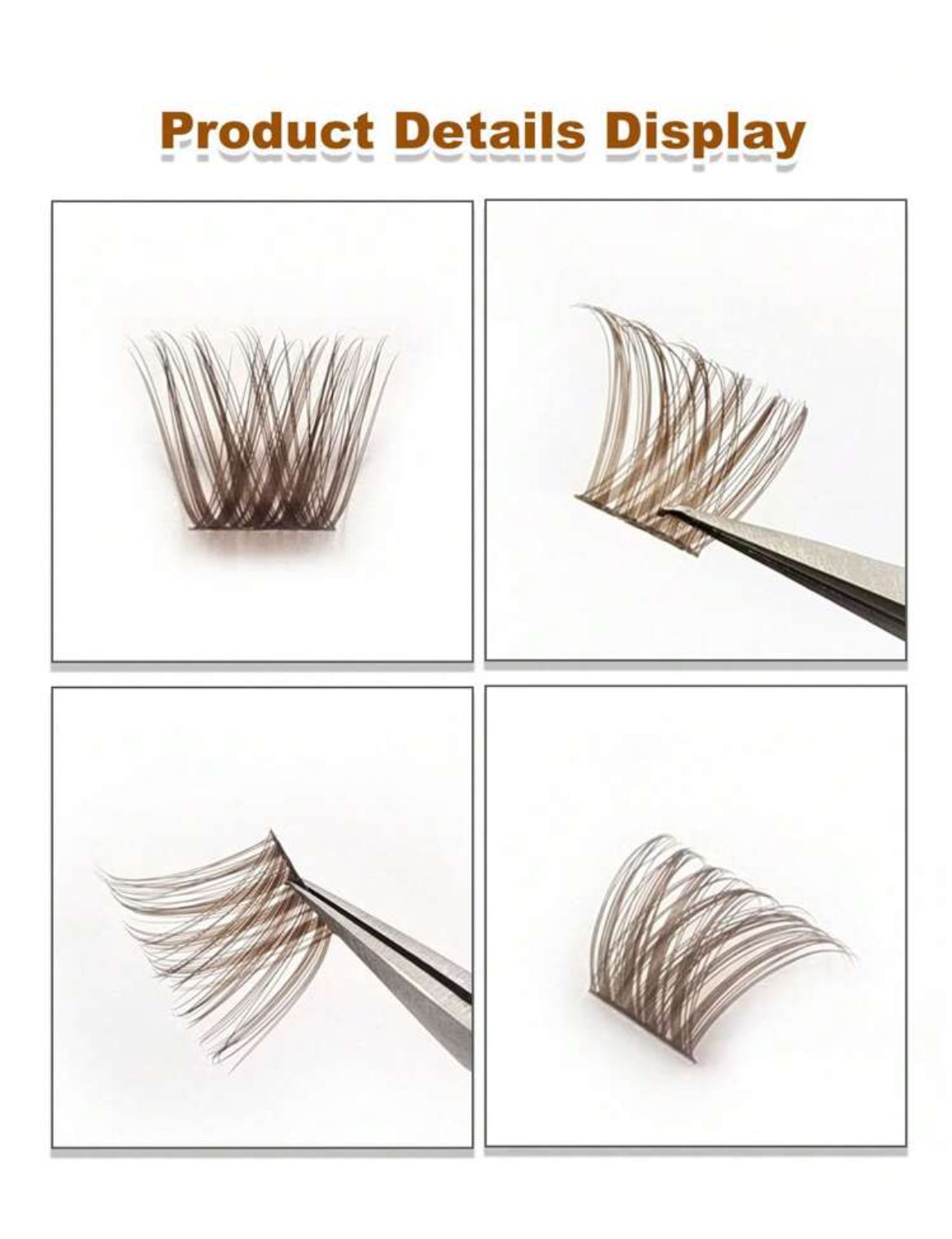 100 PCS D Curl Brown Cluster Eyelashes Natural