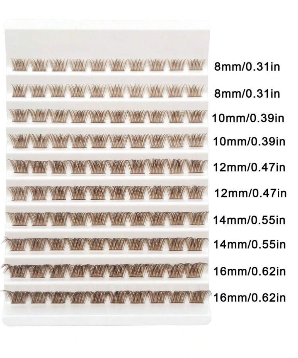 100 PCS D Curl Brown Cluster Eyelashes Natural