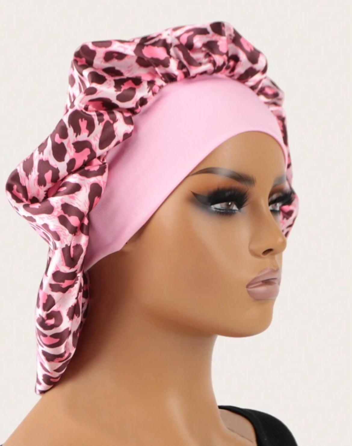 Top Notched Leopard Print Hair Bonnet Silk Bonnet Satin Bonnet