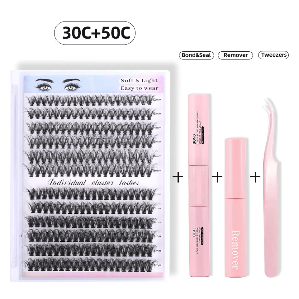 Eyelashes 240 Pcs Clusters Lash Bond and Seal Makeup tools DIY Lashes Extension kit for gluing Lashes Gluing Glue