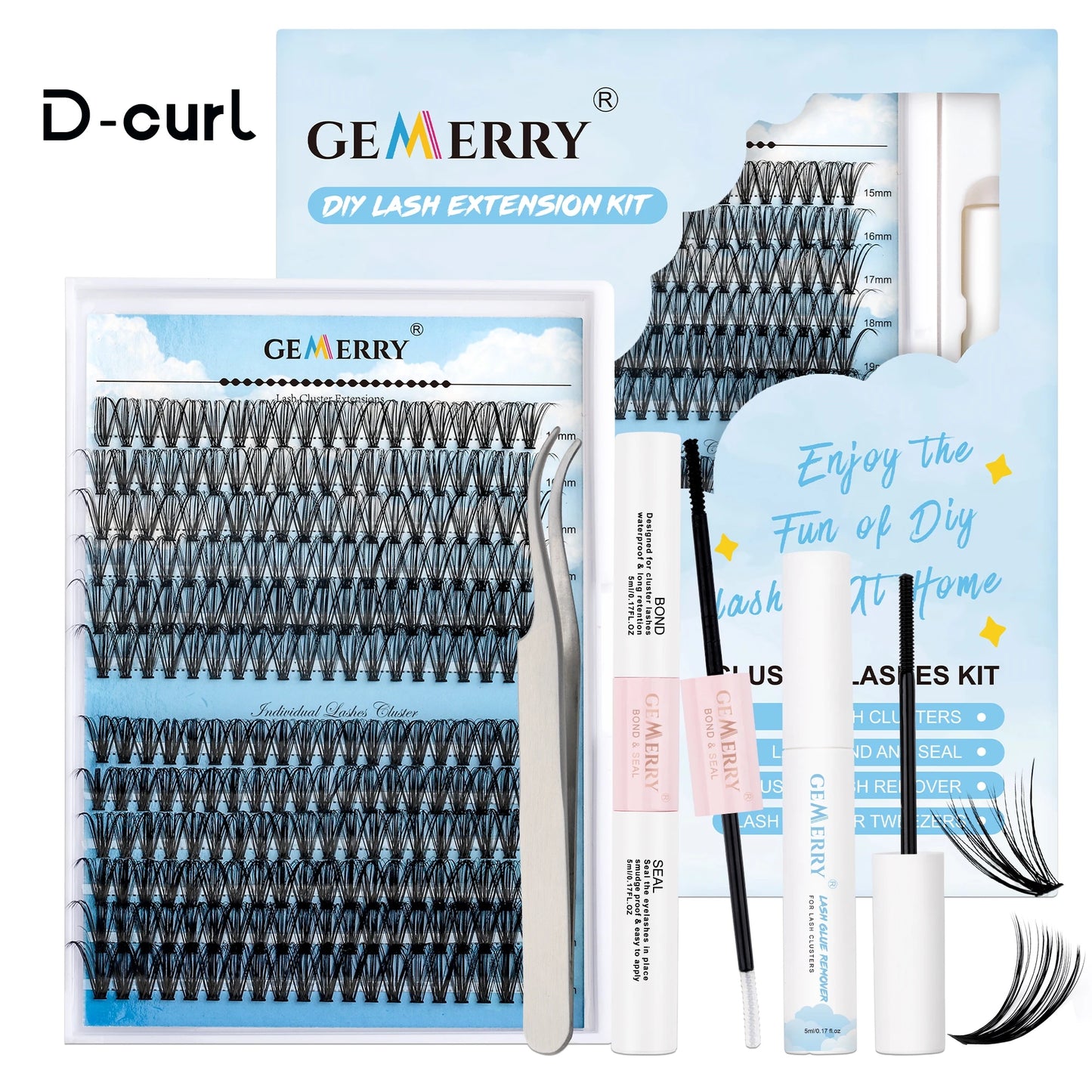 240Pcs DIY Eyelash Extension Kit With 2in1 Lash Bond&Seal