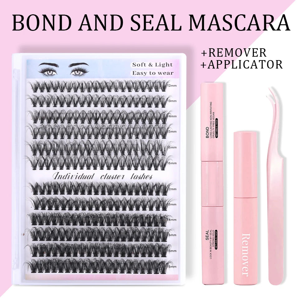 Eyelashes 240 Pcs Clusters Lash Bond and Seal Makeup tools DIY Lashes Extension kit for gluing Lashes Gluing Glue