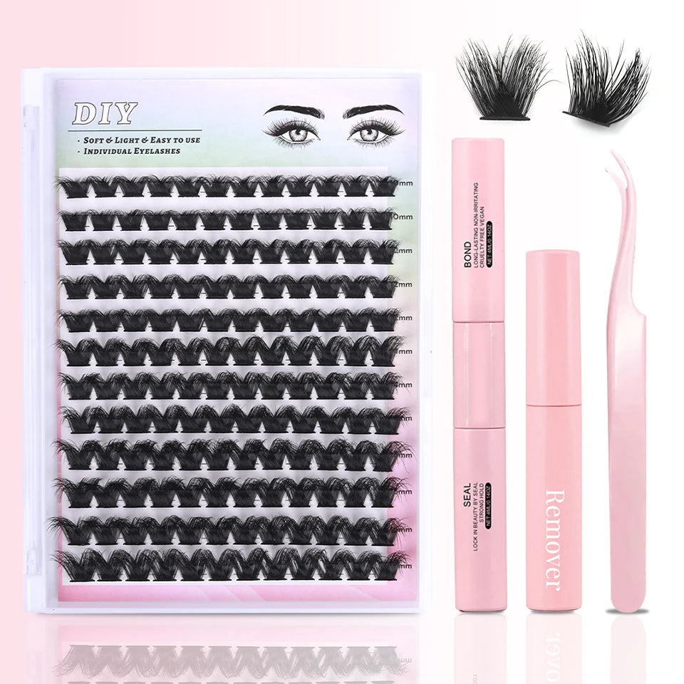 Eyelashes 240 Pcs Clusters Lash Bond and Seal Makeup tools DIY Lashes Extension kit for gluing Lashes Gluing Glue