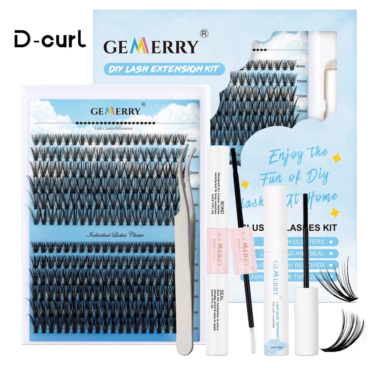 240Pcs DIY Eyelash Extension Kit With 2in1 Lash Bond&Seal